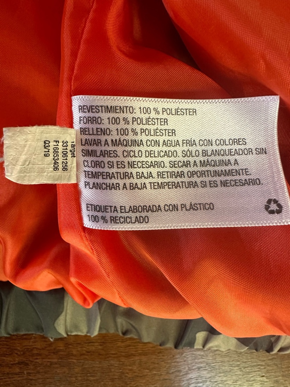 Wild Fable Cropped Camo Puffer Jacket Blaze Orange Lining Size Small - Picture 5 of 6